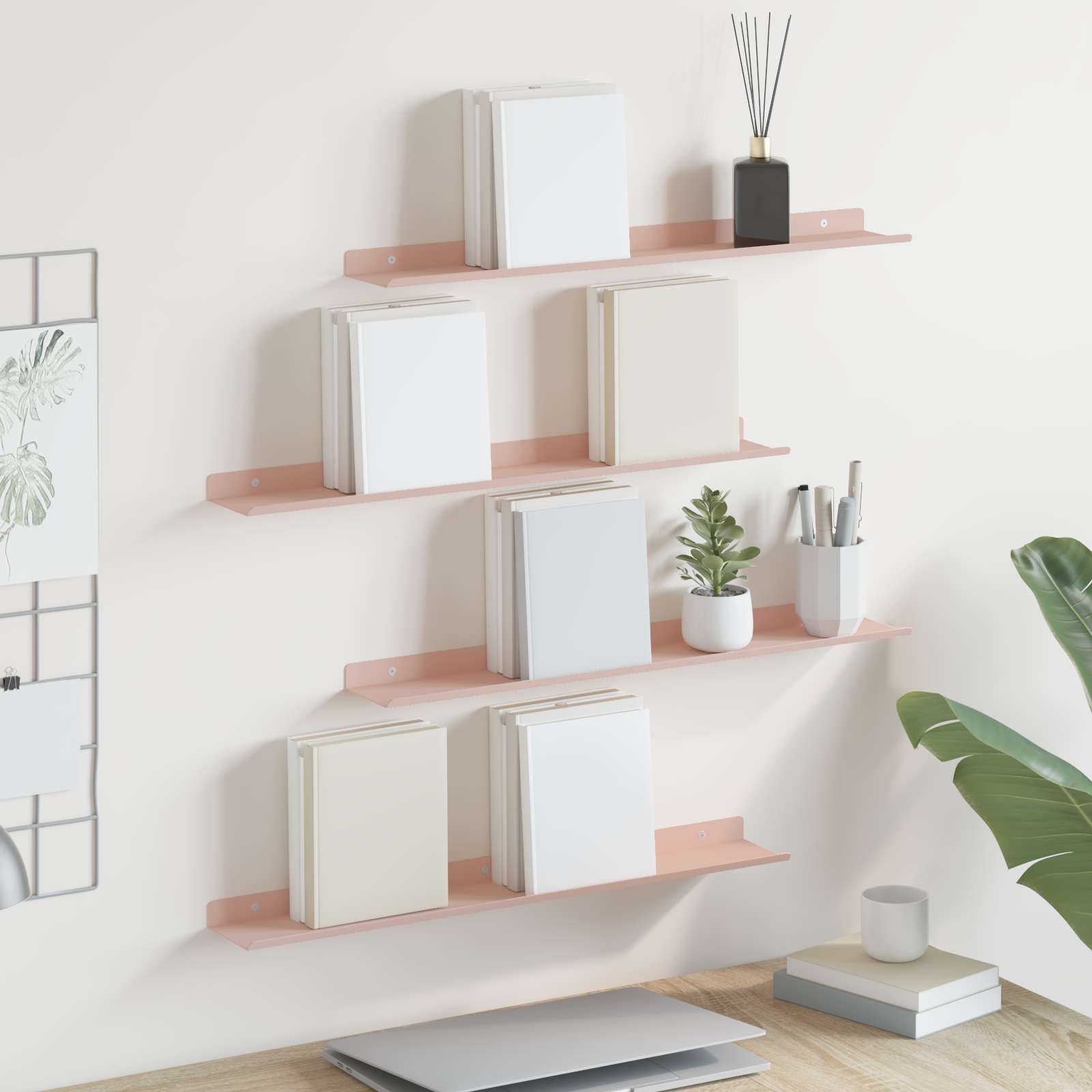 Schwebendes Regal, 4er-Set, Rosa, 60cm