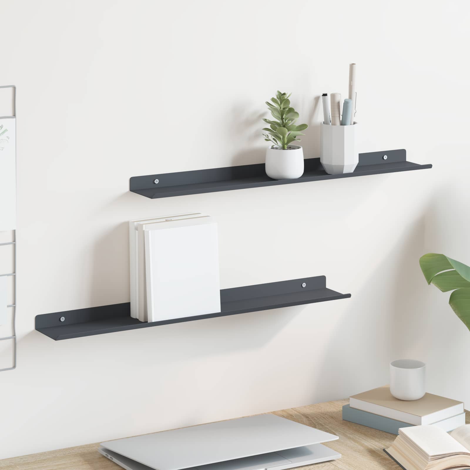 Schwebendes Regal Anthrazit 60cm 2er-Set