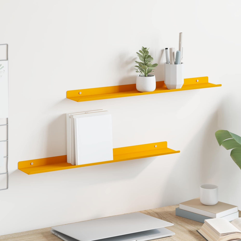 vidaXL Étagère flottante 2 pcs Jaune moutarde 60 x 8,5 x 2,5 cm Acier