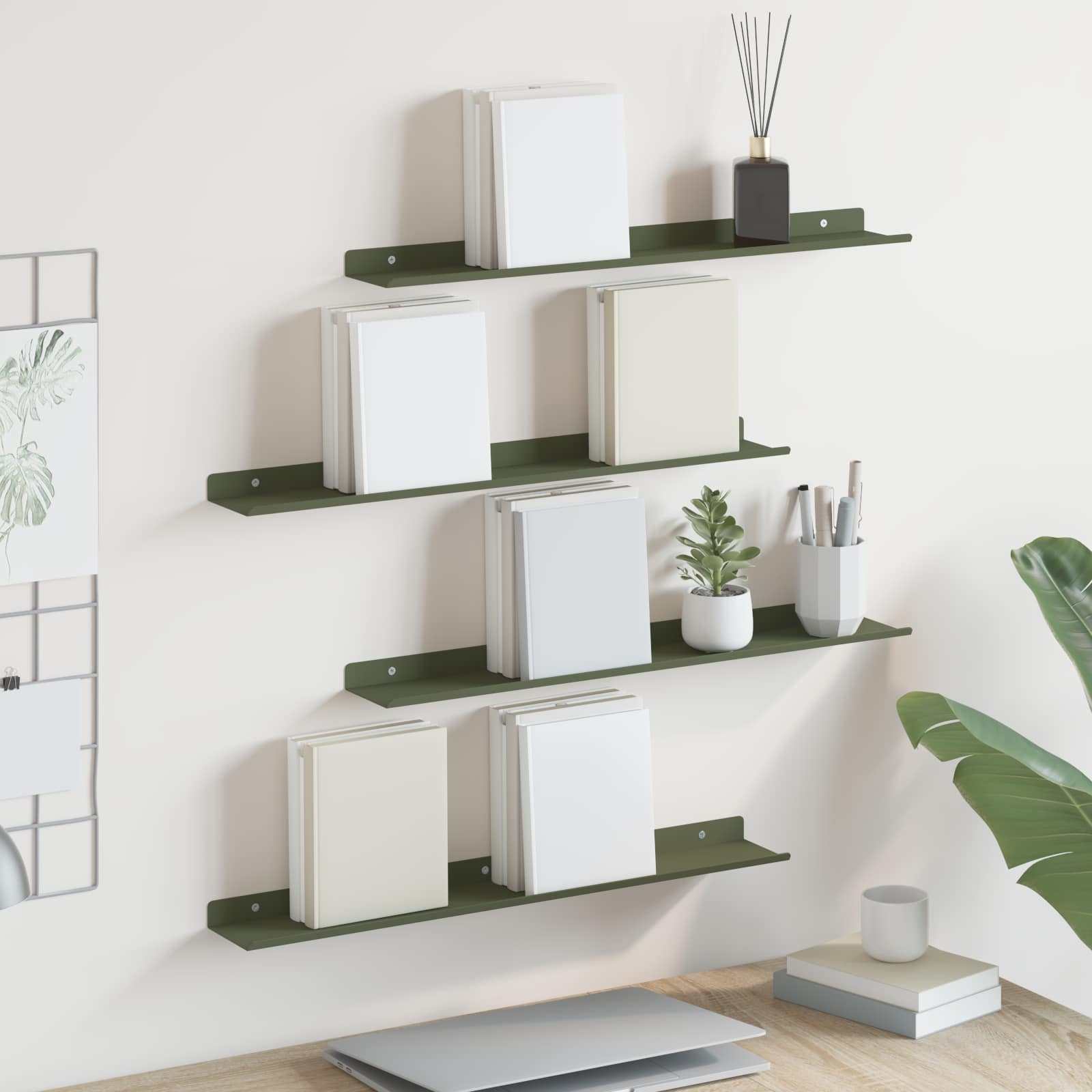 Schwebendes Regal 4er Set Olive Grün