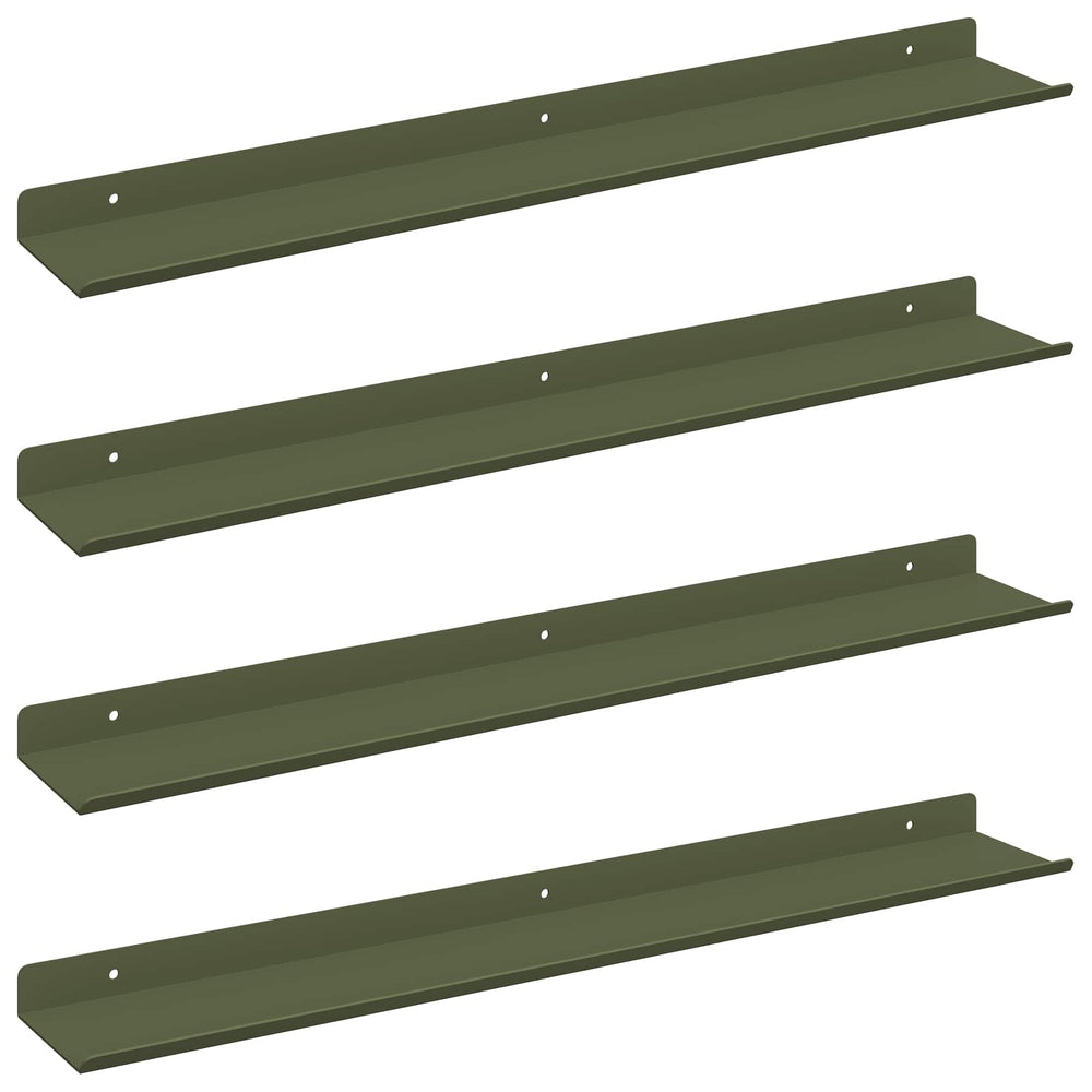vidaXL Étagère murale flottante 4 pcs Vert olive 60 x 8,5 x 2,5 cm Acier