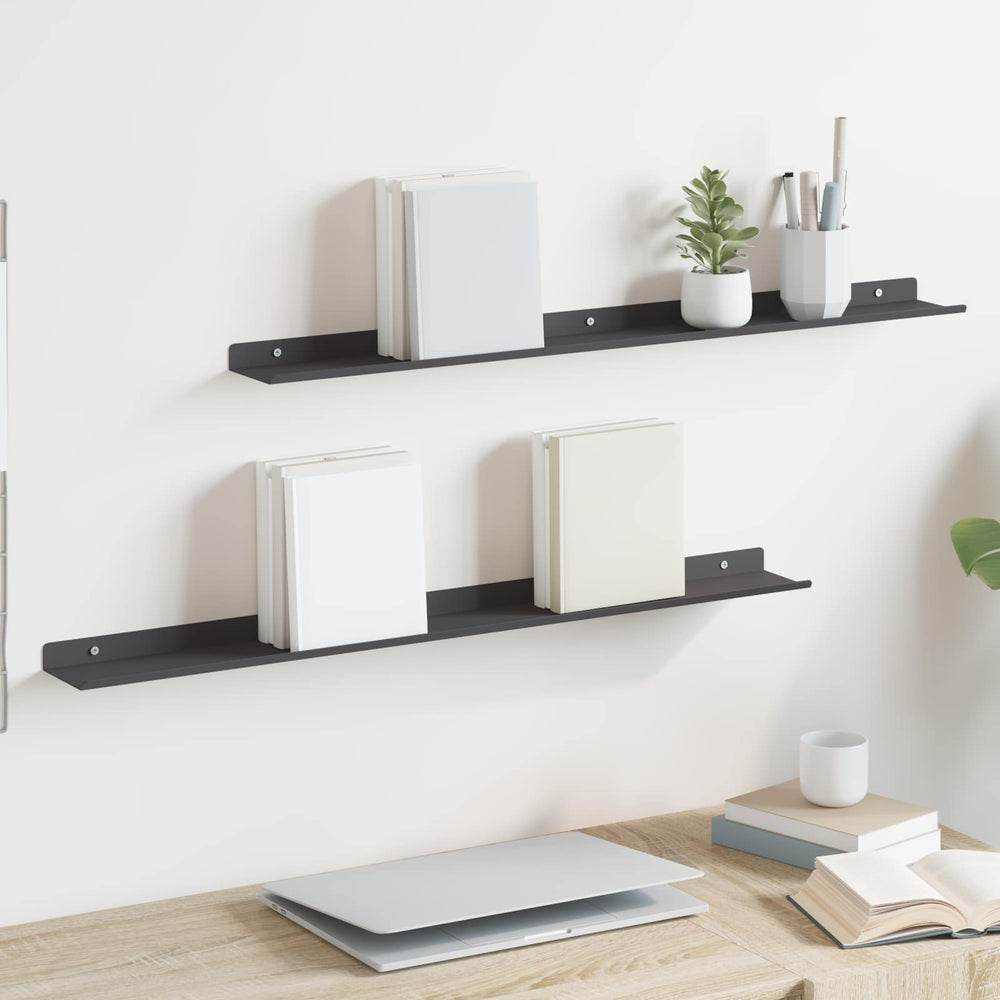 vidaXL Étagère murale flottante 2 pcs Noir 80 x 9 x 2,5 cm Acier