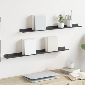 Schwebendes Regal Schwarz 80cm, 2er Set