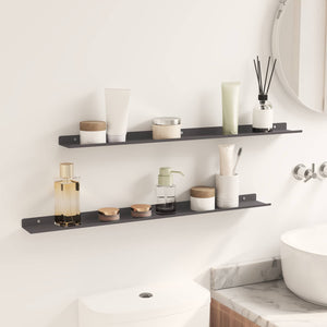 Schwebendes Regal Schwarz 80cm, 2er Set