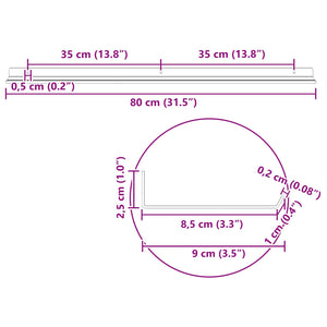 Schwebendes Regal Schwarz 80cm, 2er Set