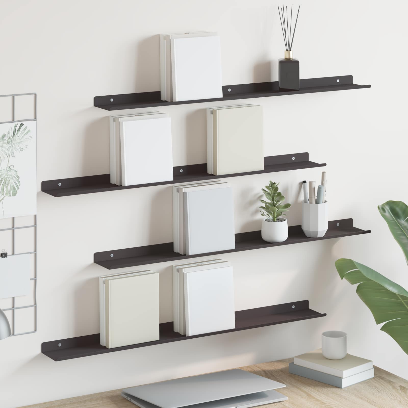 Schwebendes Regal Schwarz 4er Set