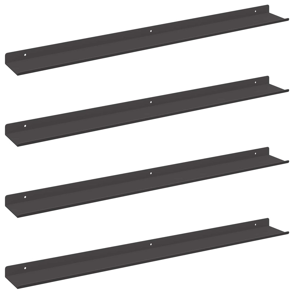vidaXL Étagère flottante 4 pcs Noir 80 x 9 x 2,5 cm Acier