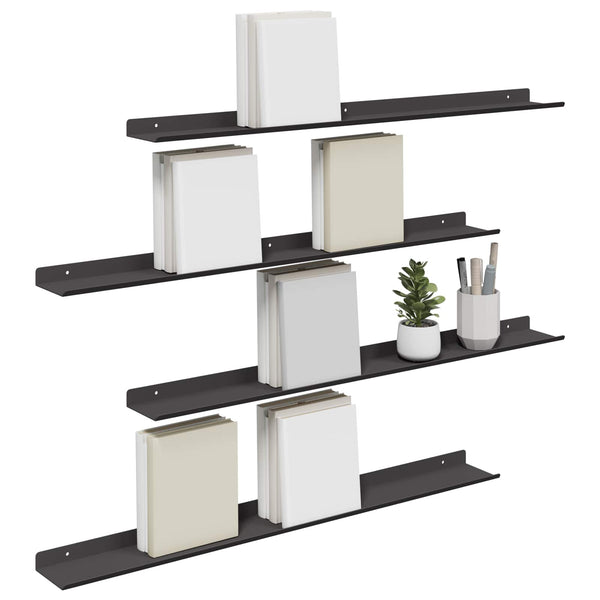 Schwebendes Regal Schwarz 4er Set