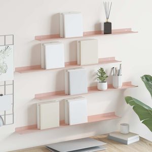 Schwebendes Wandregal, 80cm, Rosa, 4er-Set