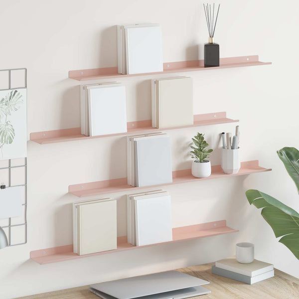 Schwebendes Wandregal, 80cm, Rosa, 4er-Set