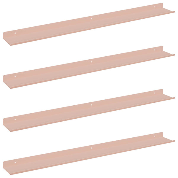 Schwebendes Wandregal, 80cm, Rosa, 4er-Set