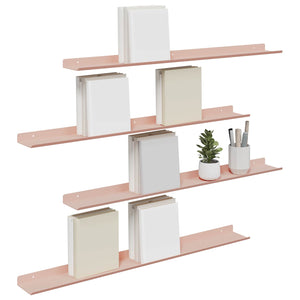 Schwebendes Wandregal, 80cm, Rosa, 4er-Set