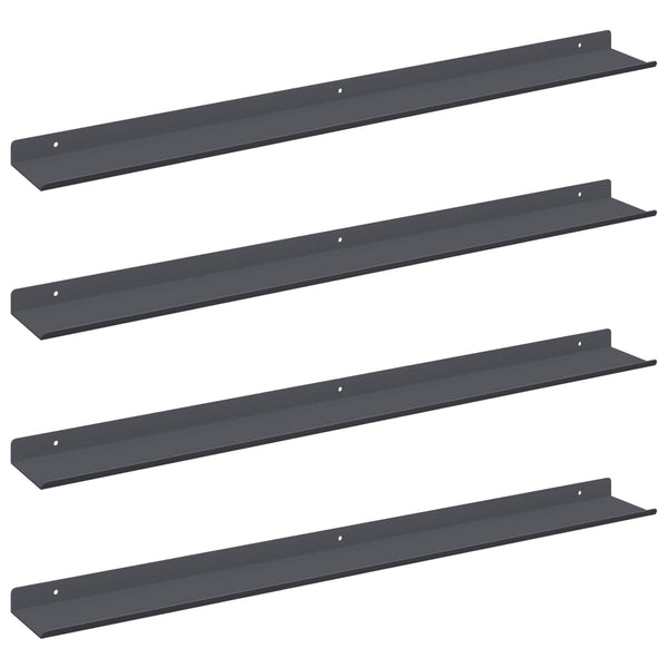 Anthrazit Schwebendes Regal, 4er-Set