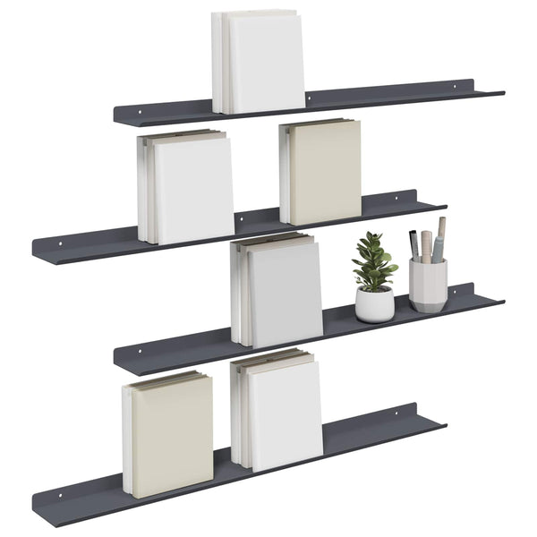 Anthrazit Schwebendes Regal, 4er-Set
