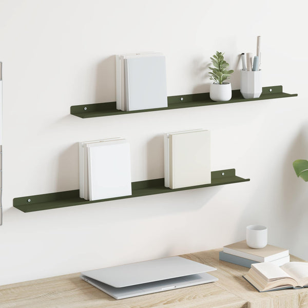 Schwebendes Regal Olive Grün 80cm 2er Set