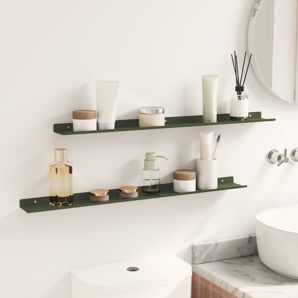 Schwebendes Regal Olive Grün 80cm 2er Set