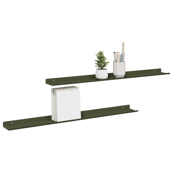 Schwebendes Regal Olive Grün 80cm 2er Set