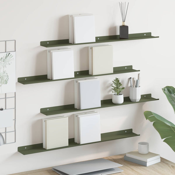 Schwebendes Regal Olive Grün 4er Set