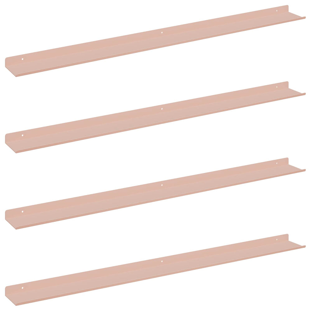 vidaXL Étagère murale flottante 4 pcs Rose 100 x 9 x 2,5 cm Acier