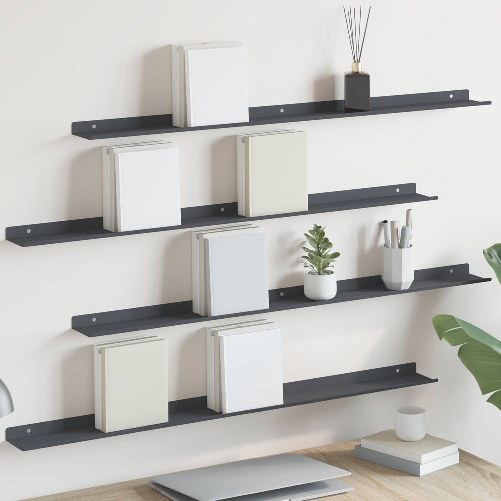 vidaXL Étagère murale 4 pcs Anthracite 100 x 9 x 2,5 cm Acier