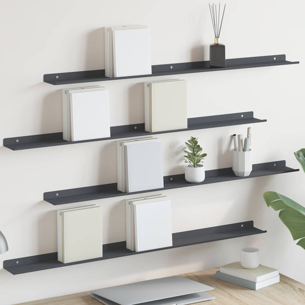 Schwebendes Regal Anthrazit, 4er-Set