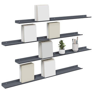 Schwebendes Regal Anthrazit, 4er-Set
