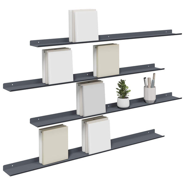 Schwebendes Regal Anthrazit, 4er-Set
