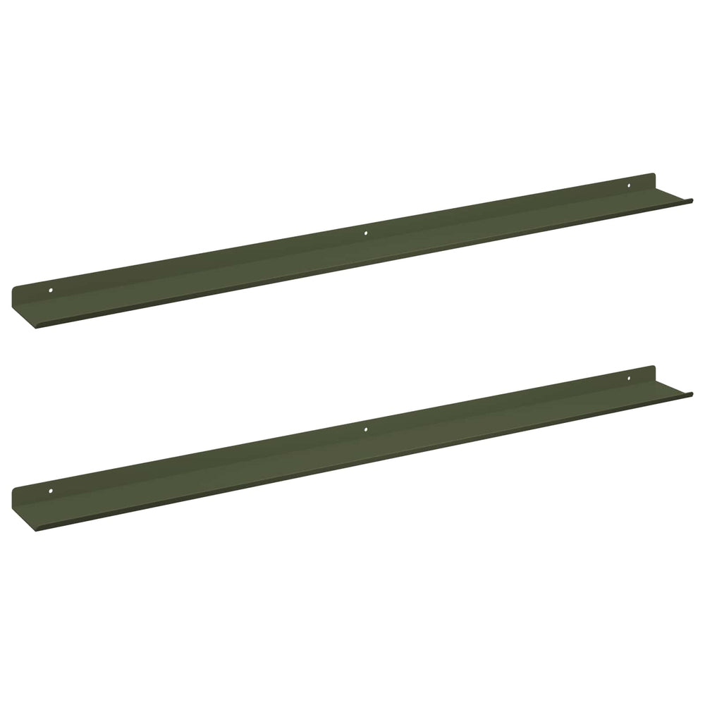 vidaXL Étagère murale flottante 2 pcs Vert olive 100 x 9 x 2,5 cm Acier