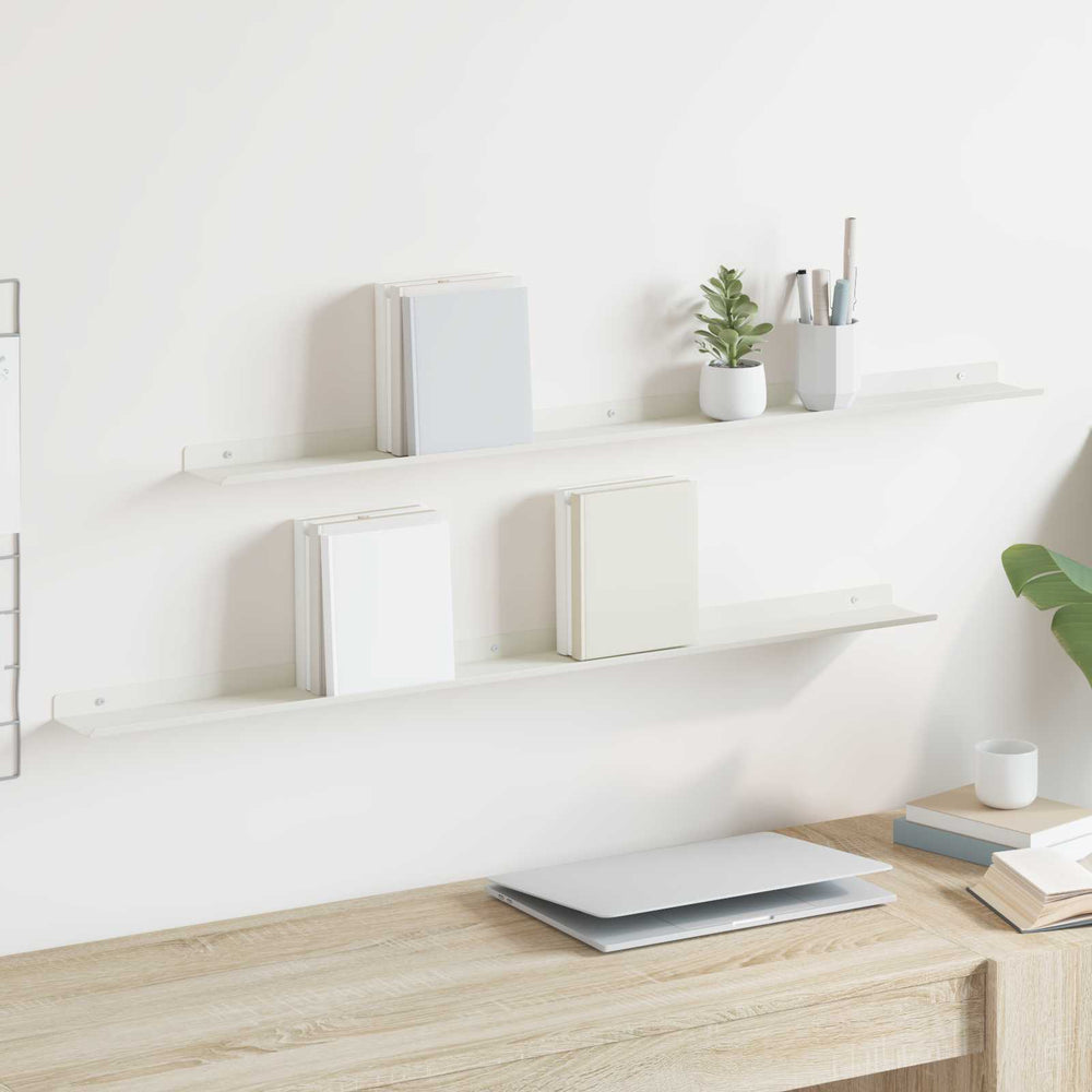 vidaXL Étagère murale flottante 2 pcs Blanc 100 x 9 x 2,5 cm Acier