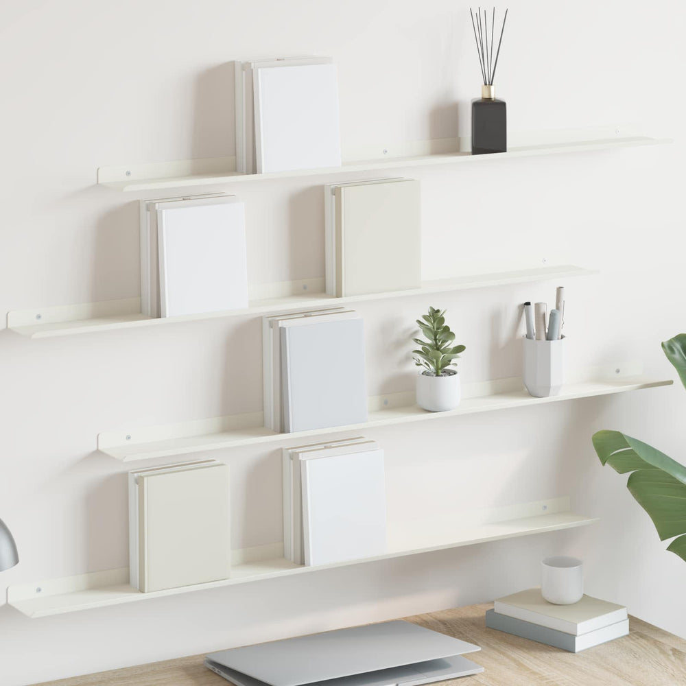 vidaXL Étagère flottante 4 pcs Blanc 100 x 9 x 2,5 cm Acier