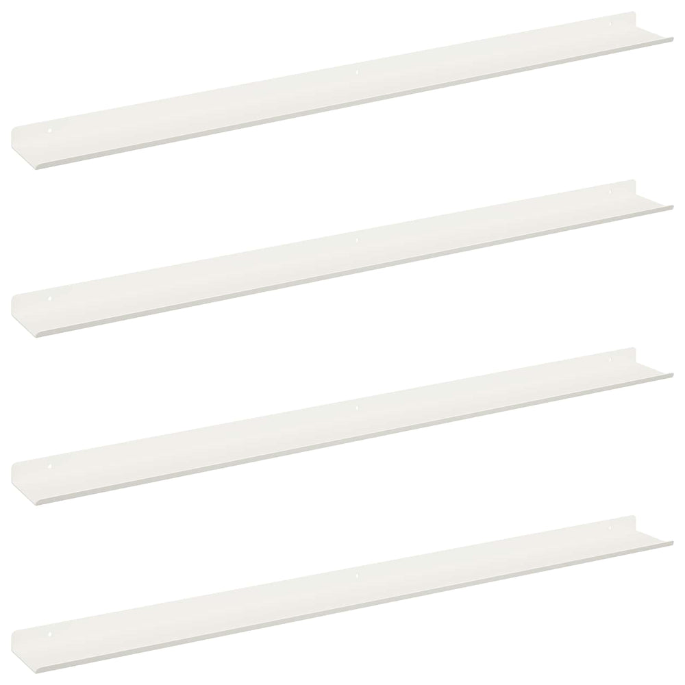 vidaXL Étagère flottante 4 pcs Blanc 100 x 9 x 2,5 cm Acier