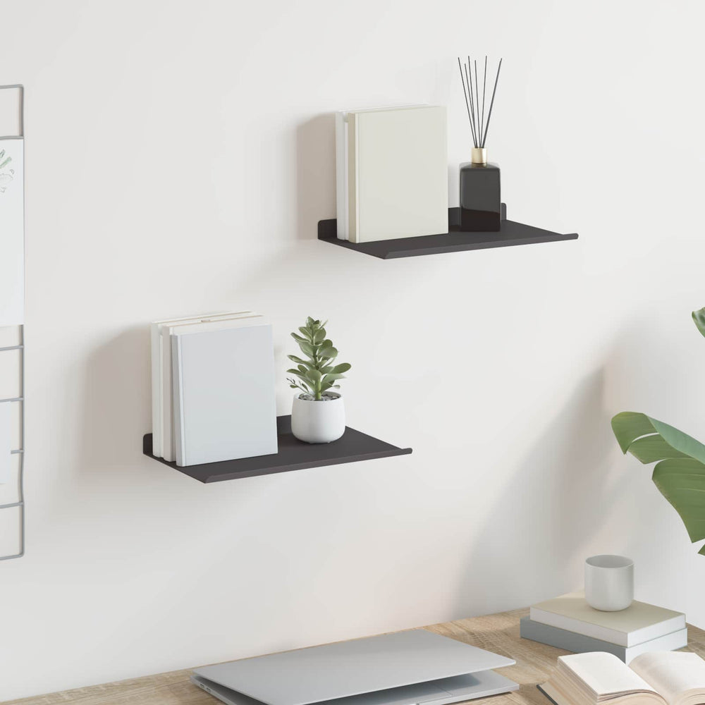 vidaXL Étagère flottante 2 pcs Noir 30 x 17,5 x 2,5 cm Acier