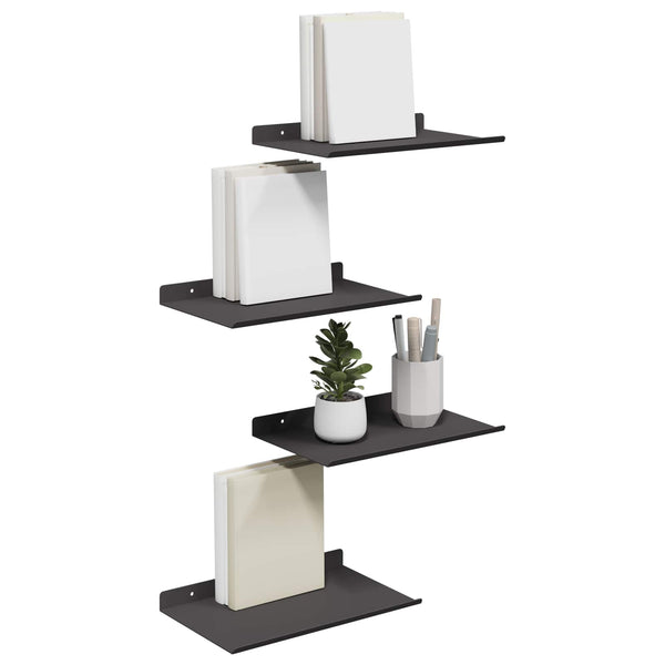 Schwebendes Regal, 4er-Set, Schwarz, 30cm