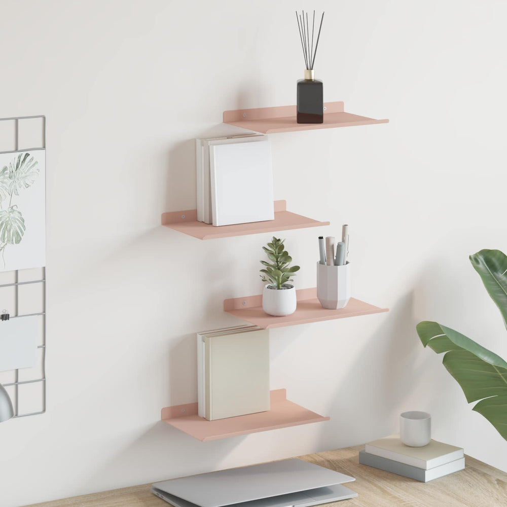 vidaXL Étagère flottante 4 pcs Rose 30 x 18 x 2,5 cm Acier