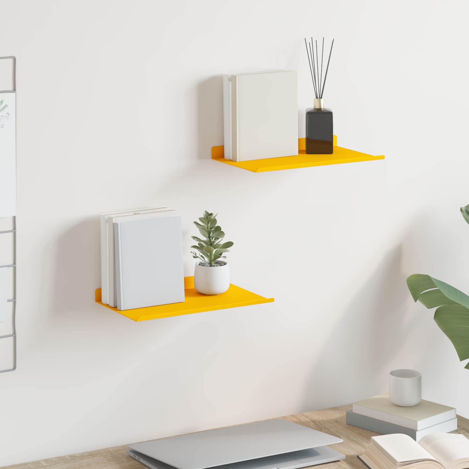 Schwebendes Regal Senfgelb 30cm 2er Set