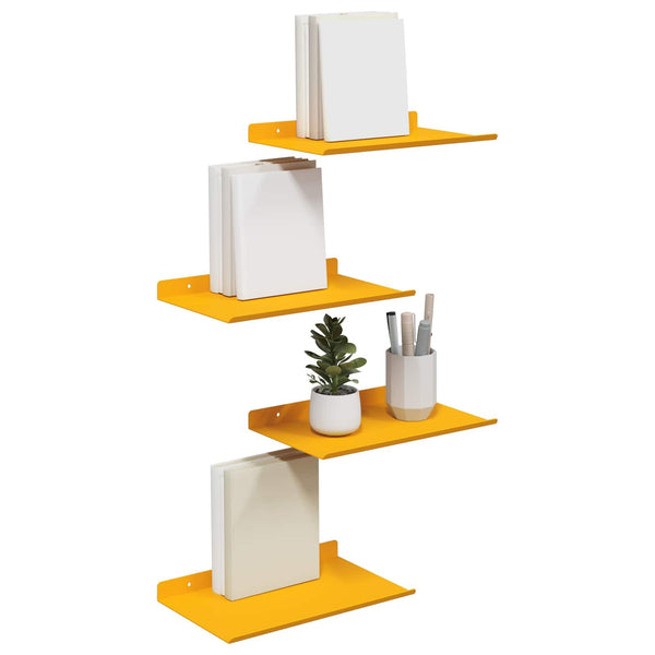 Schwebendes Regal Senfgelb, 4er Set