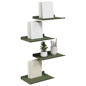 Schwebendes Regal, 4er-Set, Olivgrün
