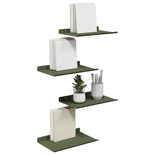 Schwebendes Regal, 4er-Set, Olivgrün