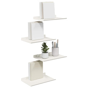 Schwebendes Regal, 4er-Set, Weiß, 30cm