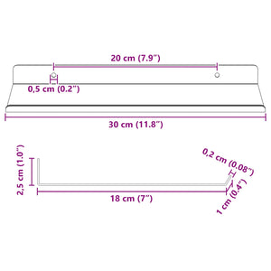 Schwebendes Regal, 4er-Set, Weiß, 30cm