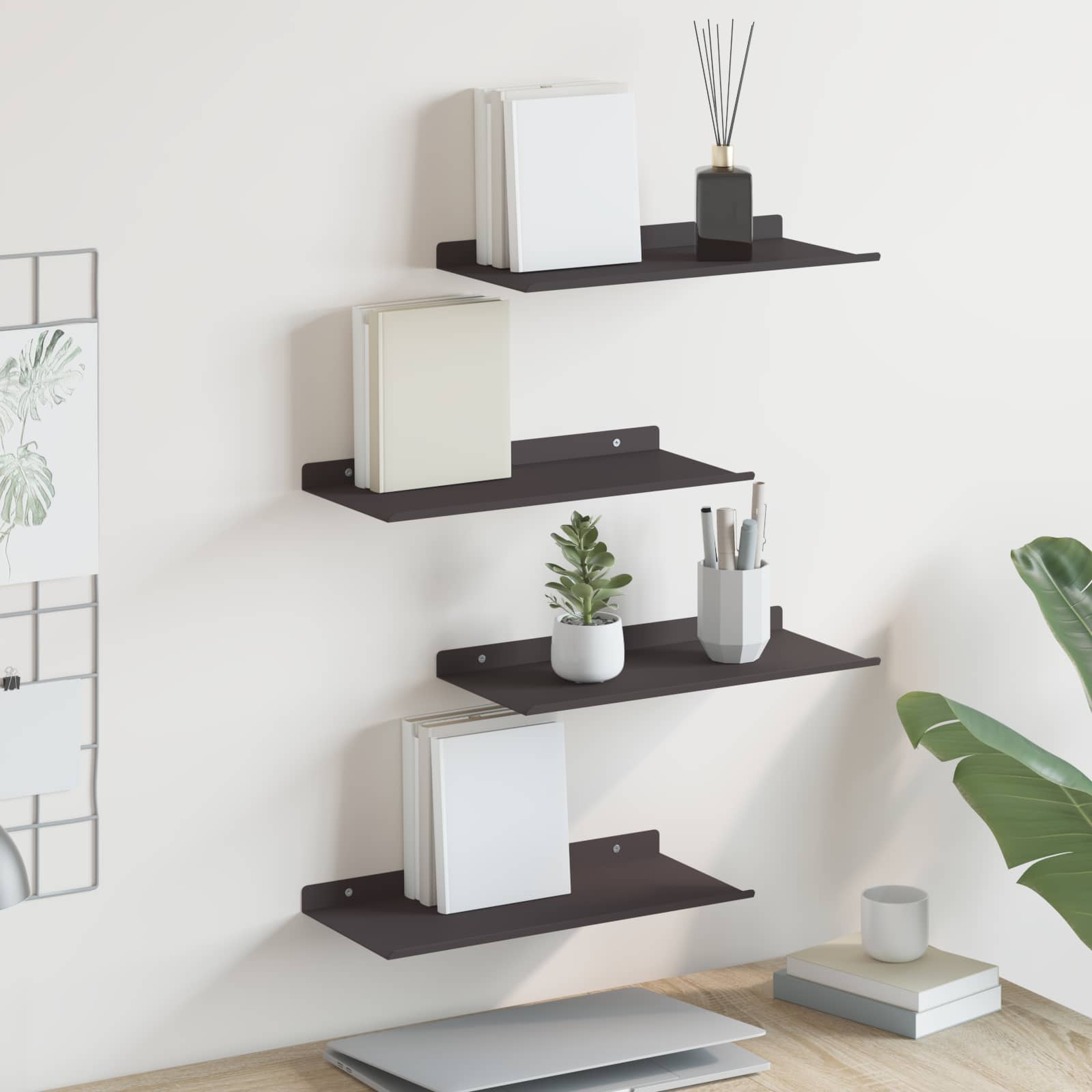 Schwebendes Regal Schwarz 4er-Set