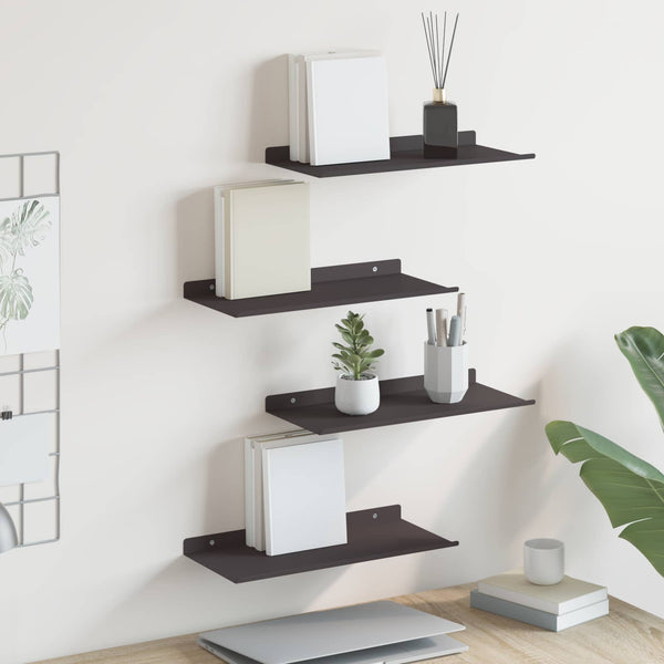 Schwebendes Regal Schwarz 4er-Set