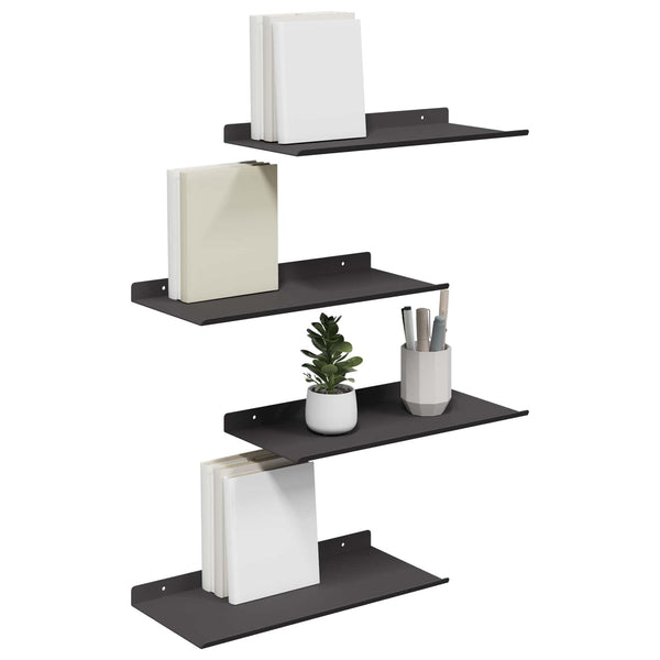 Schwebendes Regal Schwarz 4er-Set