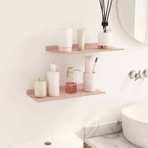 Schwebendes Regal Rosa Stahl 40cm 2er-Set