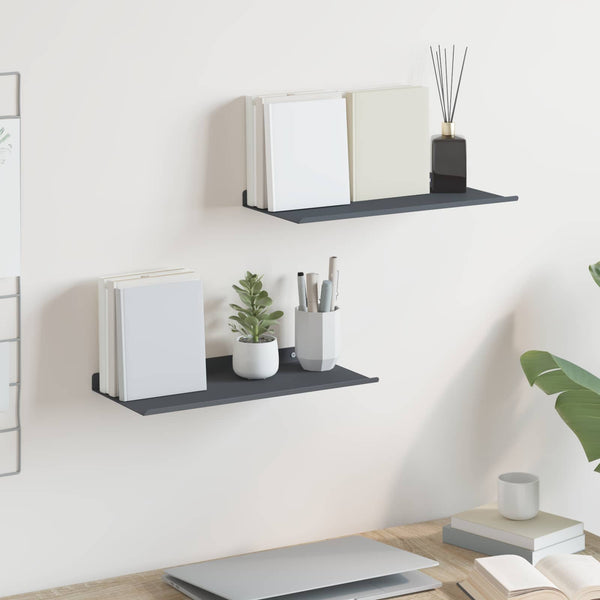 Schwebendes Regal Anthrazit Stahl 40cm 2er-Set