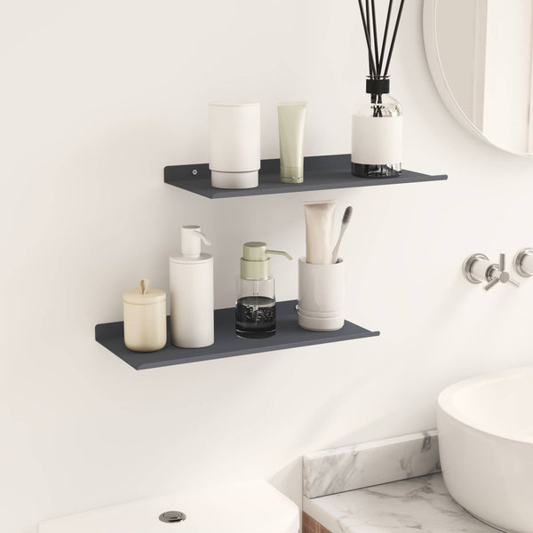 Schwebendes Regal Anthrazit Stahl 40cm 2er-Set
