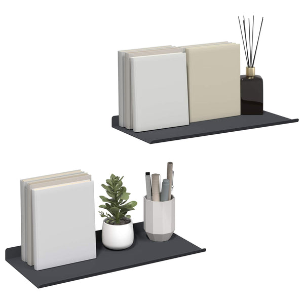 Schwebendes Regal Anthrazit Stahl 40cm 2er-Set