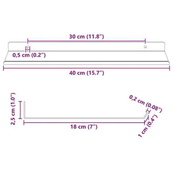 Schwebendes Regal Anthrazit 4er-Set 40cm
