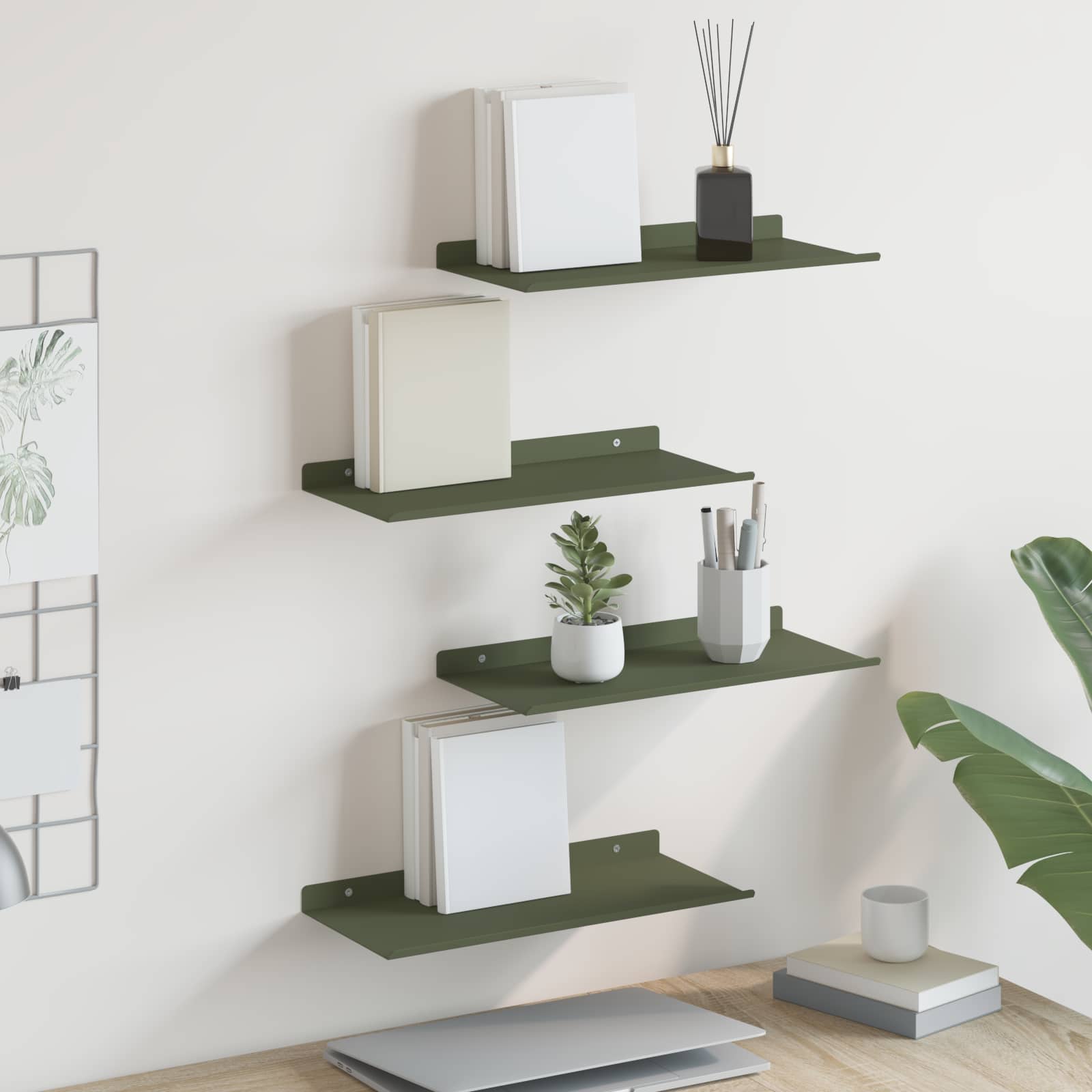 Schwebendes Regal 4er Set Olive Grün