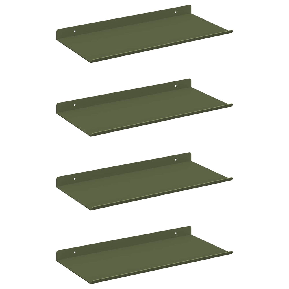 vidaXL Étagère murale flottante 4 pcs Vert olive 40 x 18 x 2,5 cm Acier